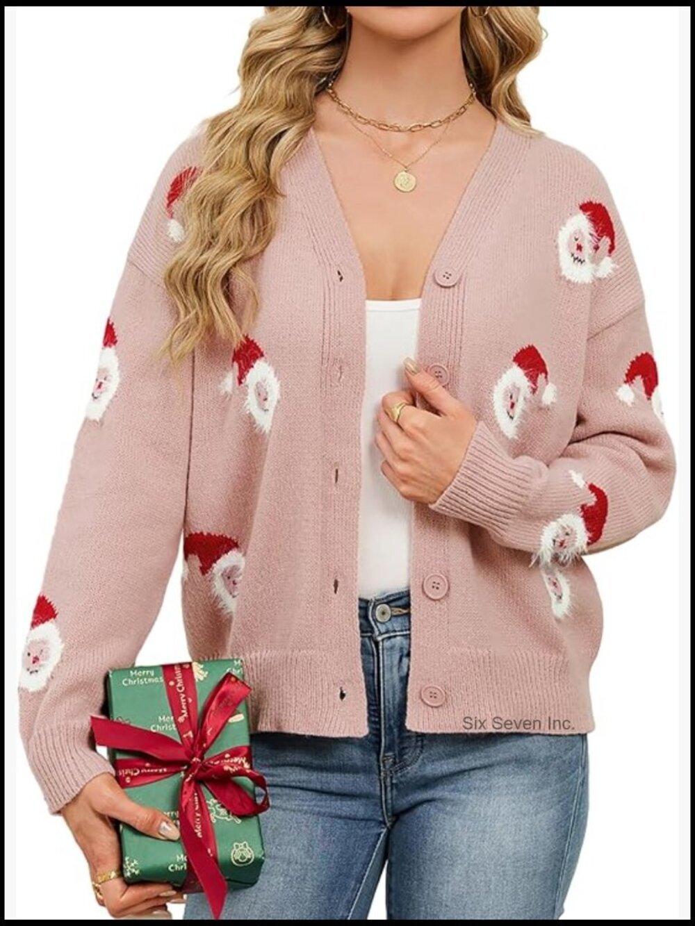 Oversized Button Front Cardigan Sweater Christmas Funny Ugly Xmas